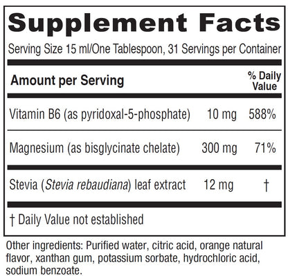 Vitanica Magnesium Tonic, Liquid Magnesium Bisglycinate Chelate 300 mg with Vitamin B6, Dr Formulated Supplement, Orange Flavor, Vegan, Gluten Free and Non-GMO,16 fl oz