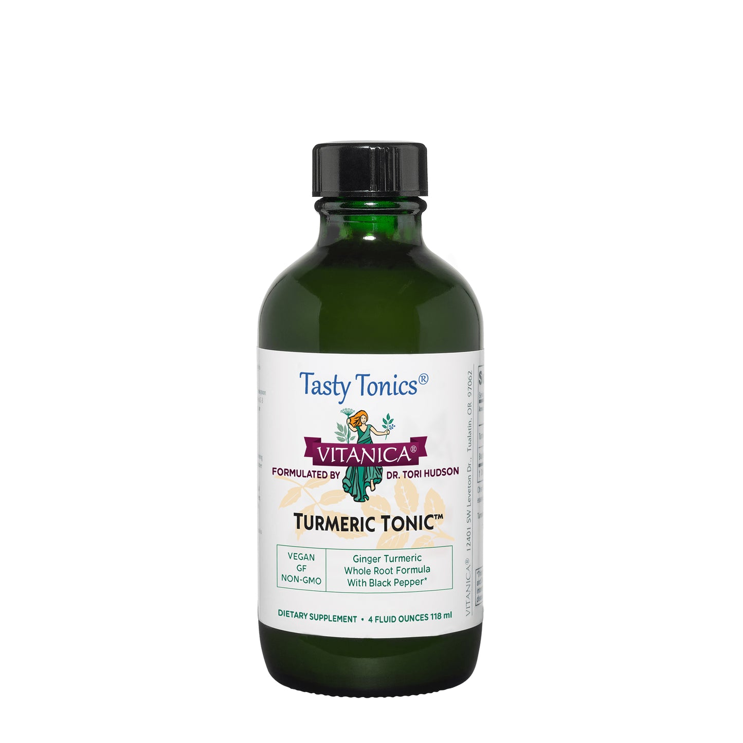 Vitanica Turmeric Tonic, Non-GMO Liquid Turmeric Curcumin Supplement 1000 mg, with Black Pepper and Ginger, Antioxidant, Vegan, Gluten Free, 4 Ounce