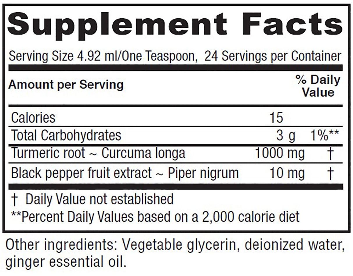 Vitanica Turmeric Tonic, Non-GMO Liquid Turmeric Curcumin Supplement 1000 mg, with Black Pepper and Ginger, Antioxidant, Vegan, Gluten Free, 4 Ounce
