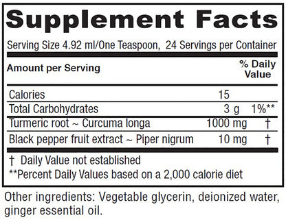 Vitanica Turmeric Tonic, Non-GMO Liquid Turmeric Curcumin Supplement 1000 mg, with Black Pepper and Ginger, Antioxidant, Vegan, Gluten Free, 4 Ounce