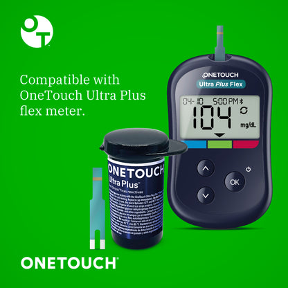 OneTouch Ultra Plus Flex Test Strips for Diabetes - Diabetic Test Strips for Blood Sugar Monitor | at Home Self Glucose Testing | 3 Packs, 30 Test Strips Per Pack