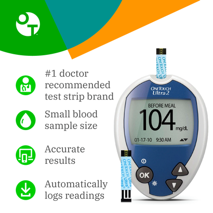 OneTouch Ultra Test Strips for Diabetes - 120 Count | Diabetic Test Strips for Blood Sugar Monitor | Glucose Test Strips for Blood Glucose Meter | 2 Boxes, 60 Test Strips Each