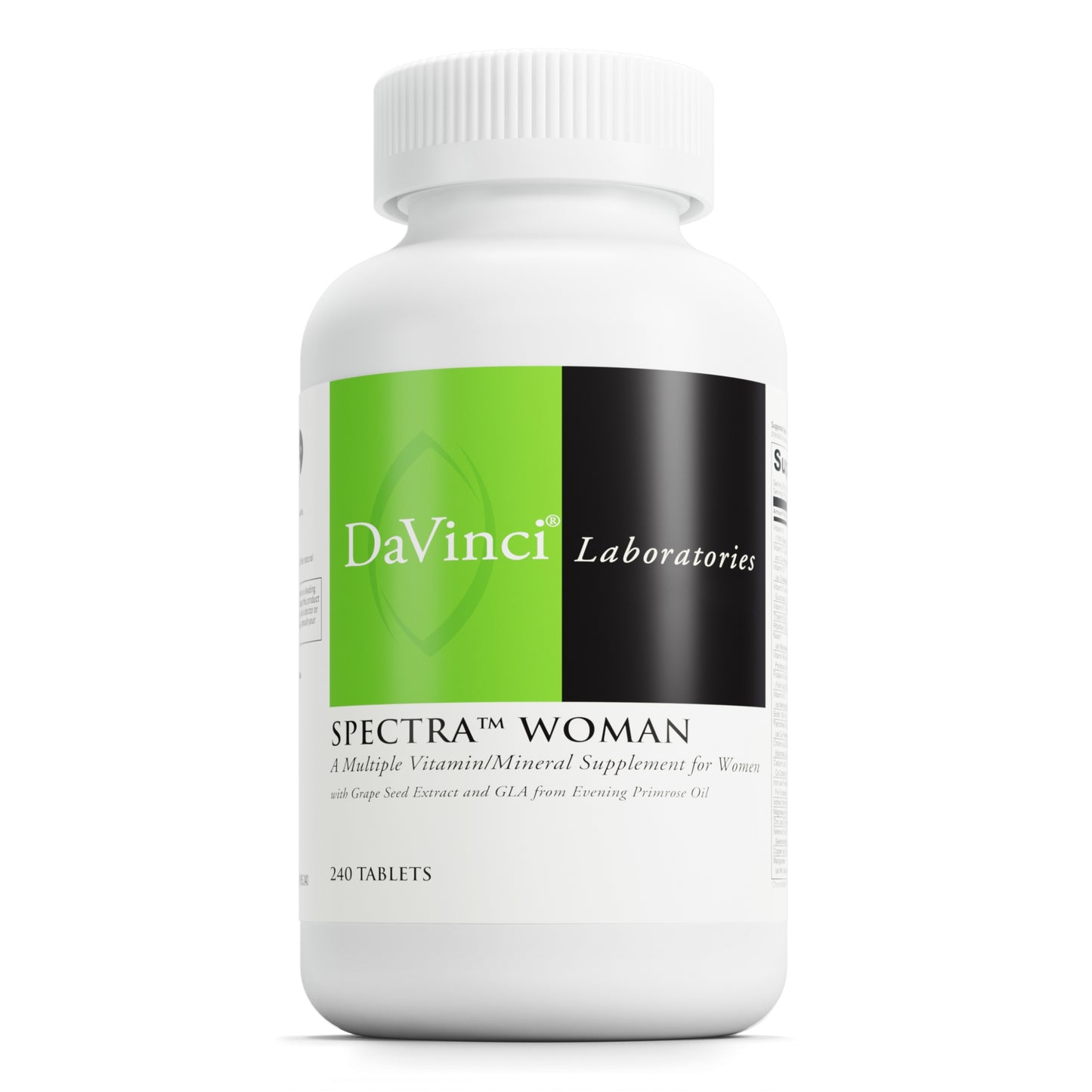 DaVinci Labs Spectra Woman - Dietary Supplement to Support Bone Health and Women's Needs - With Vitamins, Minerals, Calcium, Beta Carotene, L-Cysteine, Grape Seed Extract, and More - 240 Tablets