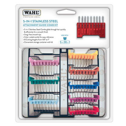 WAHL Professional Animal Stainless Steel Attachment Guide Comb Set for Wahl's Bravura, Arco, Chromado, Creativa, Figura, and Motion Pet, Dog, Cat, and Horse Clippers (3379)