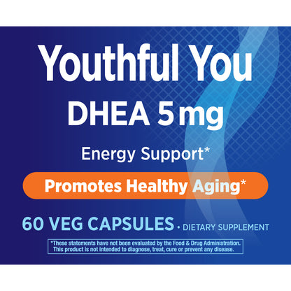 Nature's Way Youthful You DHEA, 5mg per Serving, Energy Support*, Healthy Aging*, 60 Capsules - 2 Pack