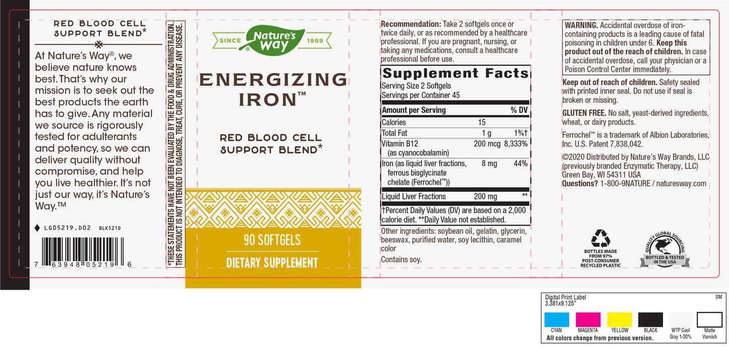 Nature's Way Energizing Iron Dual Iron Formula, 90 Count (Packaging May Vary)