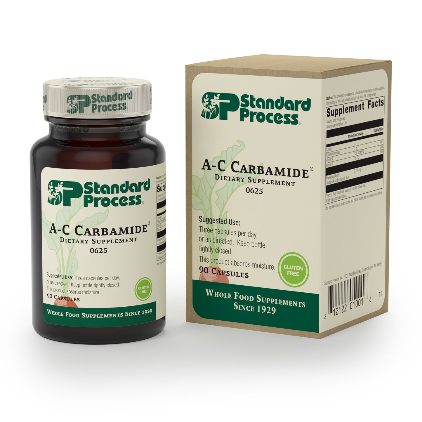 Standard Process A-C Carbamide - Gluten-Free Kidney Support Supplement with Vitamin A, Vitamin C, and Arrowroot Flour - 90 Capsules