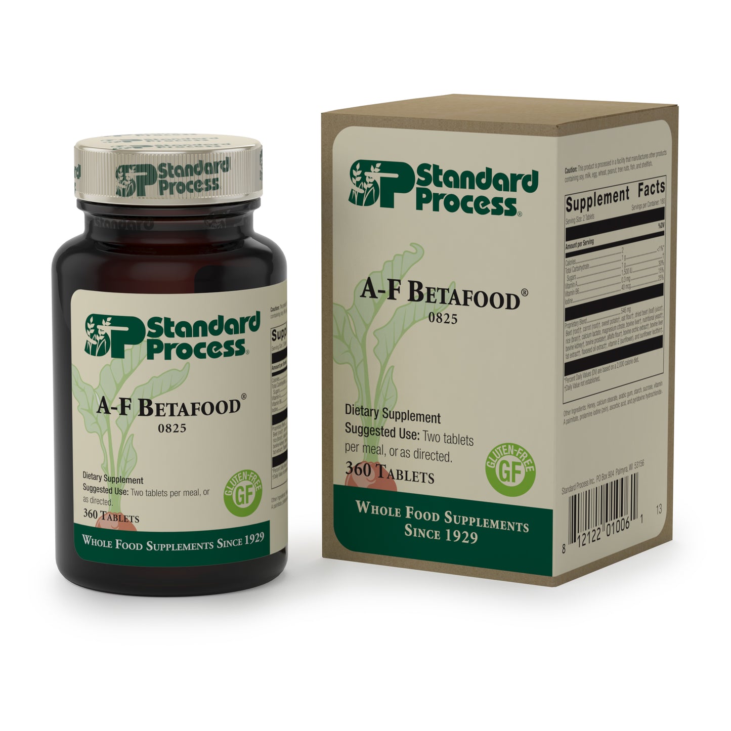 Standard Process A-F Betafood - Gluten-Free Liver Support, Cholesterol Metabolism, and Gallbladder Support Supplement with Vitamin A, Iodine, Vitamin B6 - 360 Tablets