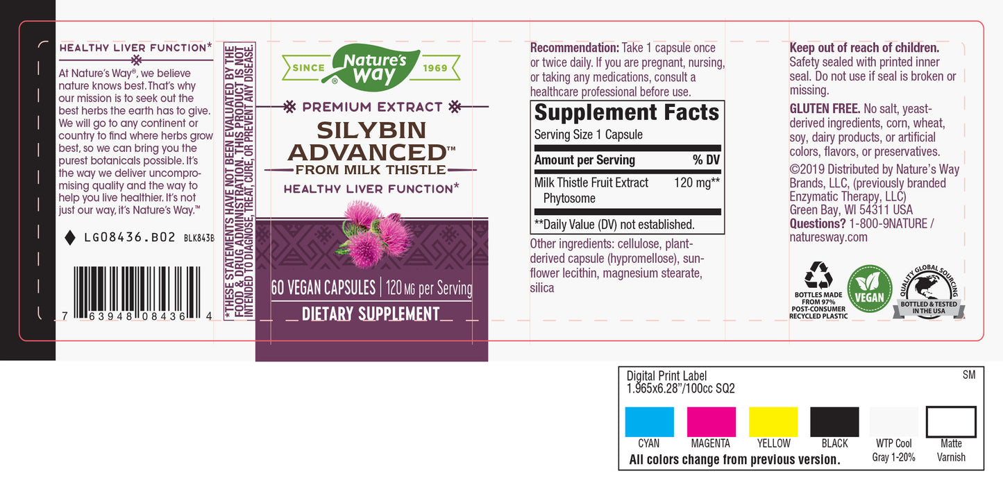 Nature's Way Silybin Advanced from Milk Thistle 120 mg per serving, 60 Vcaps (Packaging May Vary)