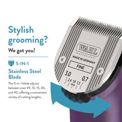 WAHL Professional Animal Arco Pet, Dog, Cat, and Horse Cordless Clipper Kit, Purple (8786-1001)