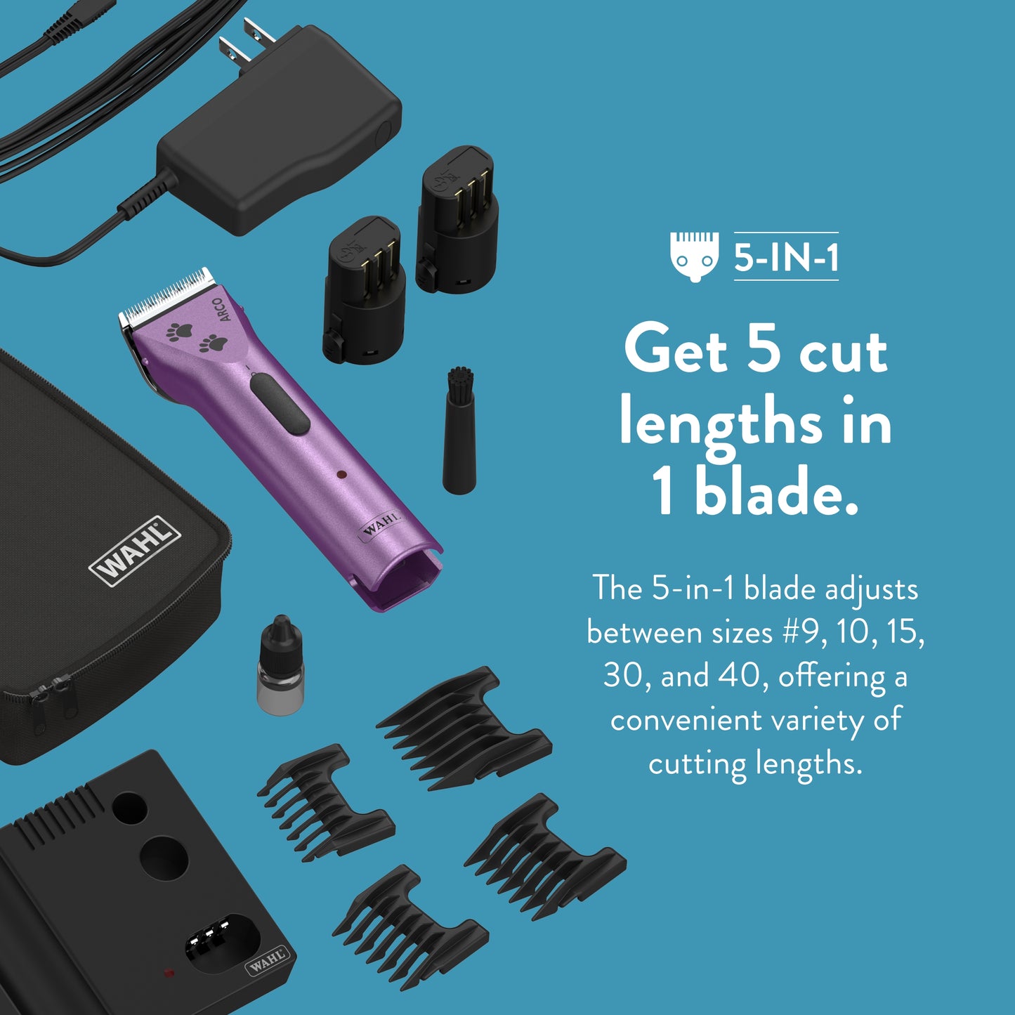 WAHL Professional Animal Arco Pet, Dog, Cat, and Horse Cordless Clipper Kit, Purple (8786-1001)