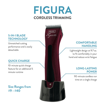 WAHL Professional Animal Figura Pet, Dog, Cat, and Horse Cordless Clipper Kit, Red (8868-100)