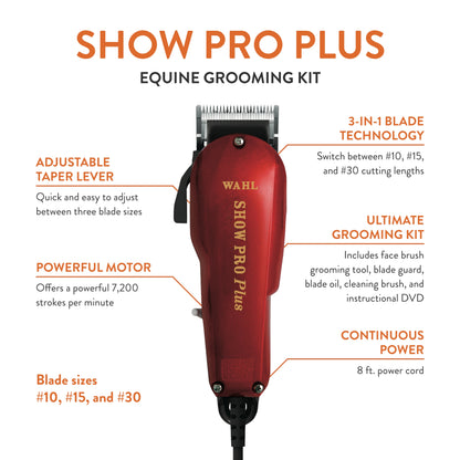 WAHL Professional Animal Show Pro Plus Equine Horse Clipper and Grooming Kit (9482-700)