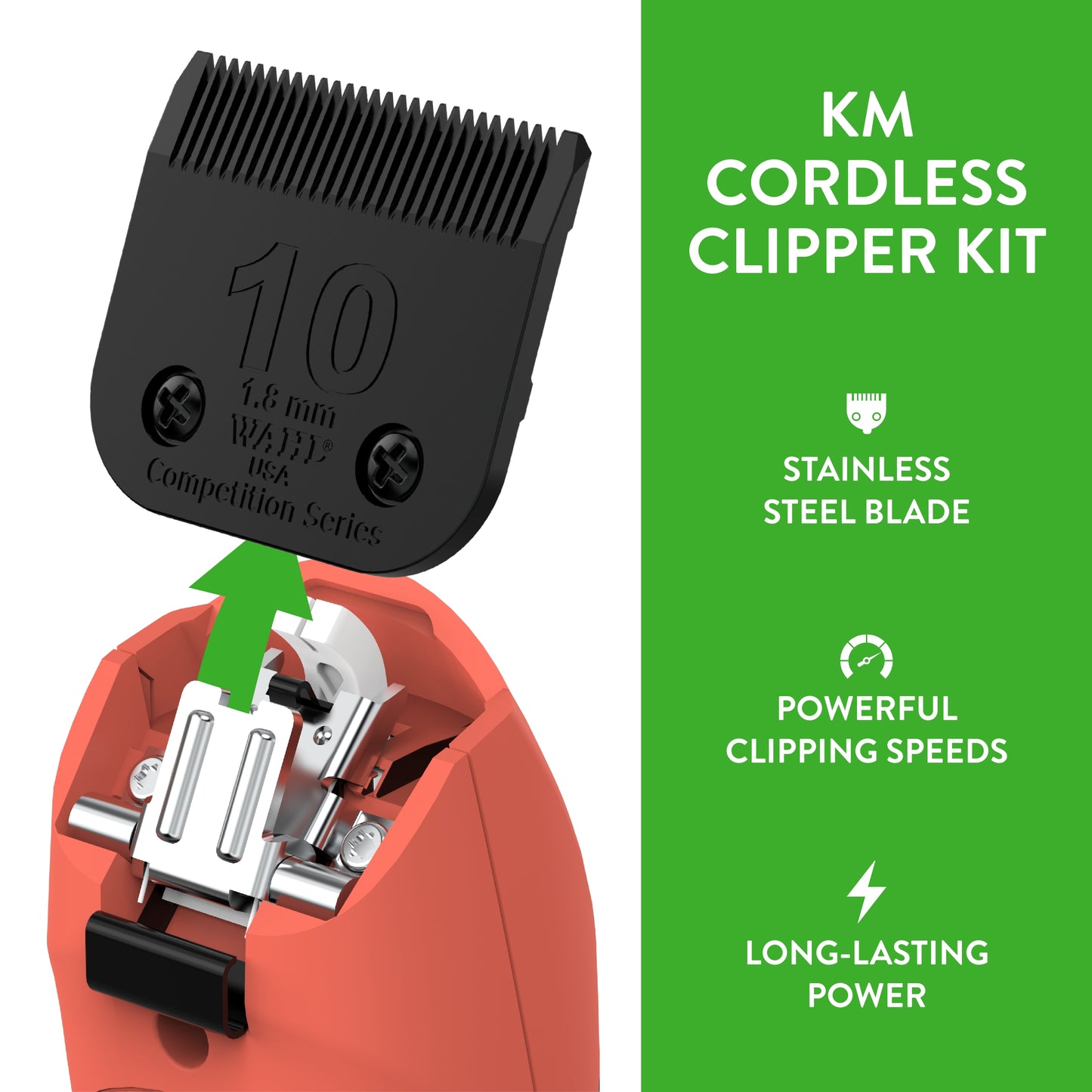 WAHL Professional Animal KM Cordless 2-Speed Detachable Blade Pet and Dog Clipper Kit, Poppy (9596-200)