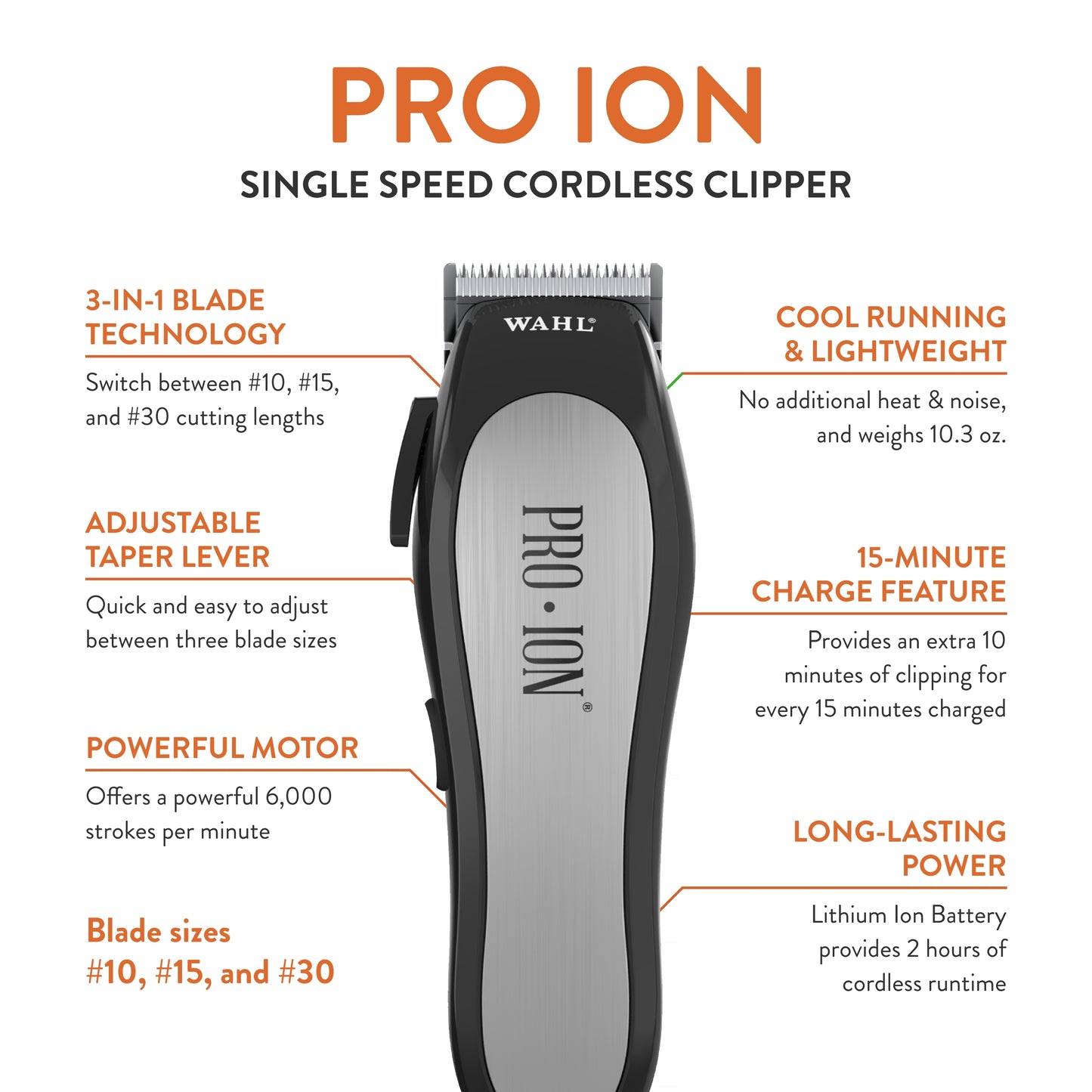 WAHL Professional Animal Pro Ion Pet, Dog, and Cat Cordless Clipper Kit (9705)