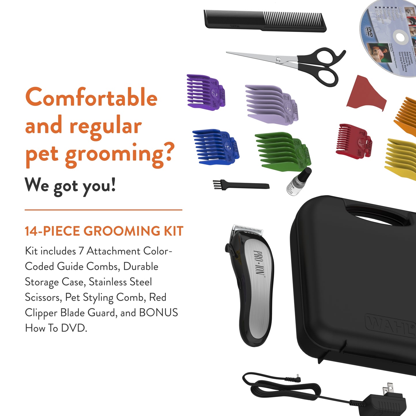 WAHL Professional Animal Pro Ion Pet, Dog, and Cat Cordless Clipper Kit (9705)
