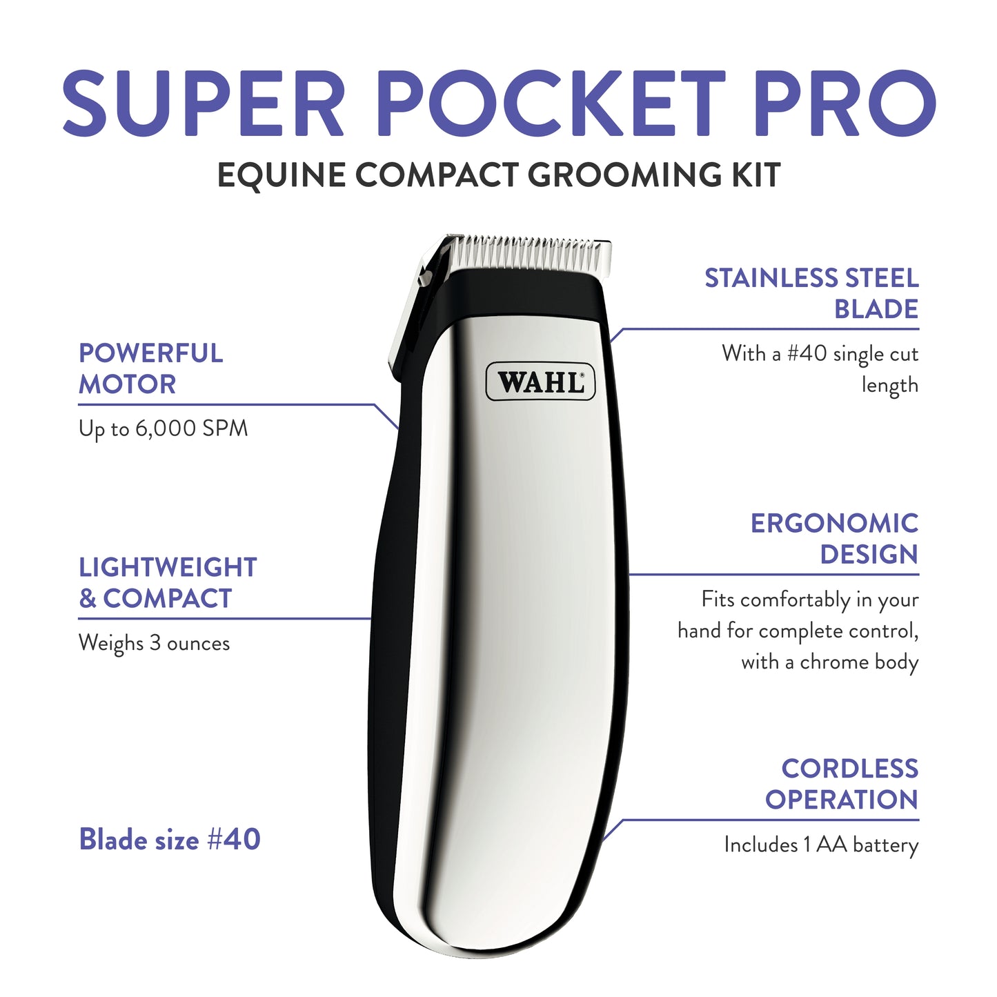 WAHL Professional Animal Equine Super Pocket Pro Trimmer (9961-2881)