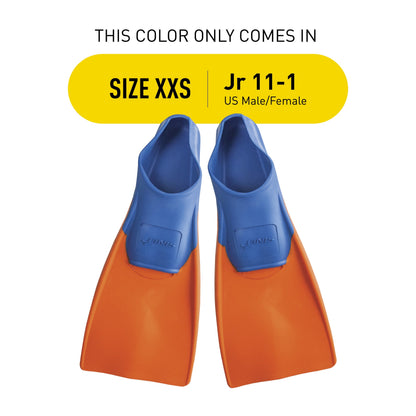 FINIS Long Floating Fins for Swimming and Snorkeling , Blue/Orange, XXS (Jr. 11-1)