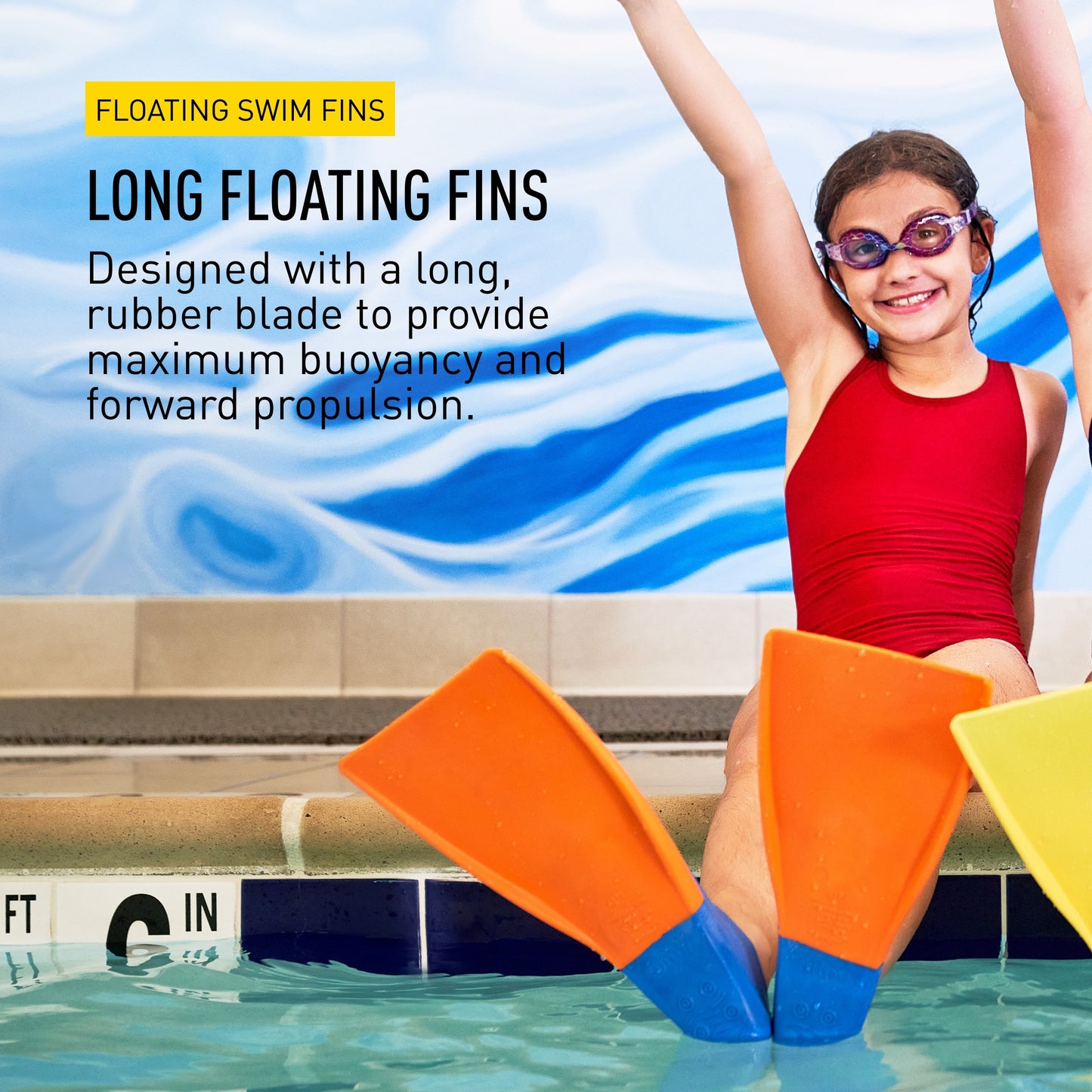 FINIS Long Floating Fins for Swimming and Snorkeling , Blue/Orange, XXS (Jr. 11-1)