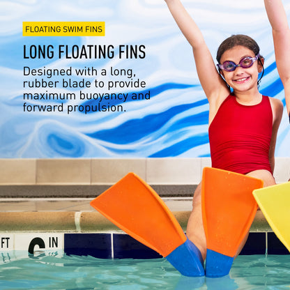 FINIS Long Floating Fins for Swimming and Snorkeling , Blue/Orange, XXS (Jr. 11-1)