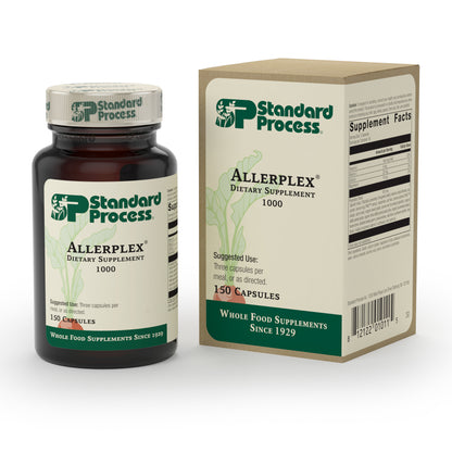 Standard Process Allerplex - Whole Food Liver Support, Lung Health and Mucus Mover Supplement with Vitamin C, Magnesium, Calcium, Fenugreek and Vitamin A - 150 Capsules