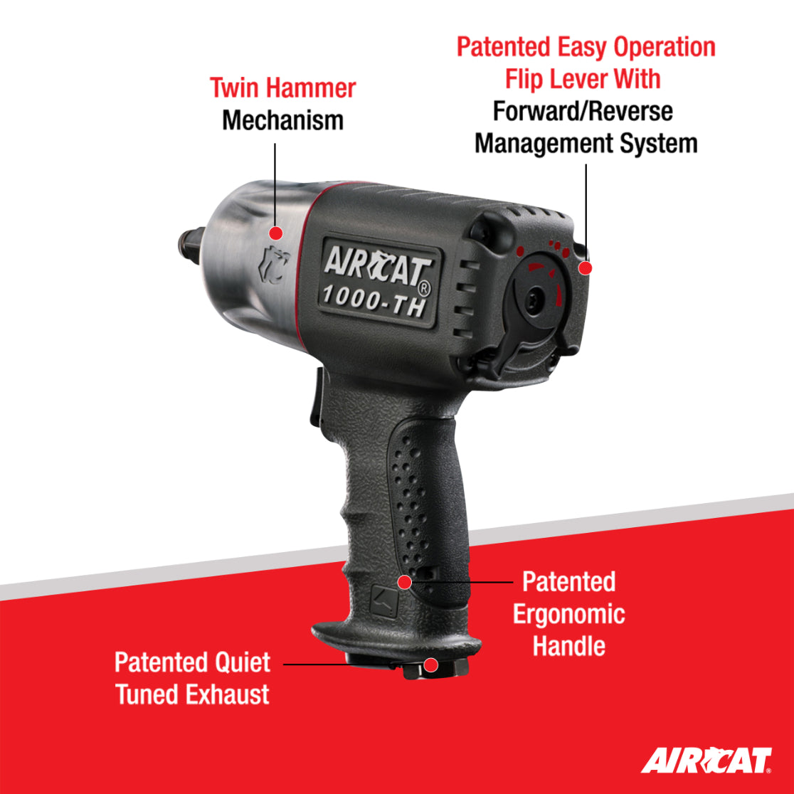 AIRCAT 1000-TH: 1/2-Inch Composite Impact Wrench 1,000 ft-lbs