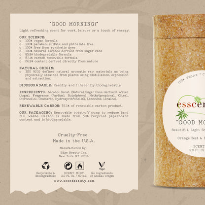 Esscentials Good Morning! Fragrance Mist, Notes of Orange Zest and Peach Blossoms, 2.0 Oz