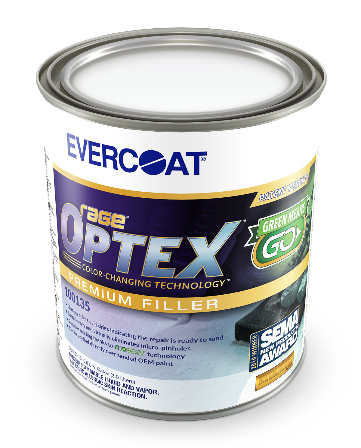 Evercoat Rage Optex - Sanding Body Filler for Steel, Fiberglass, Aluminum and More - 128 Fl Oz