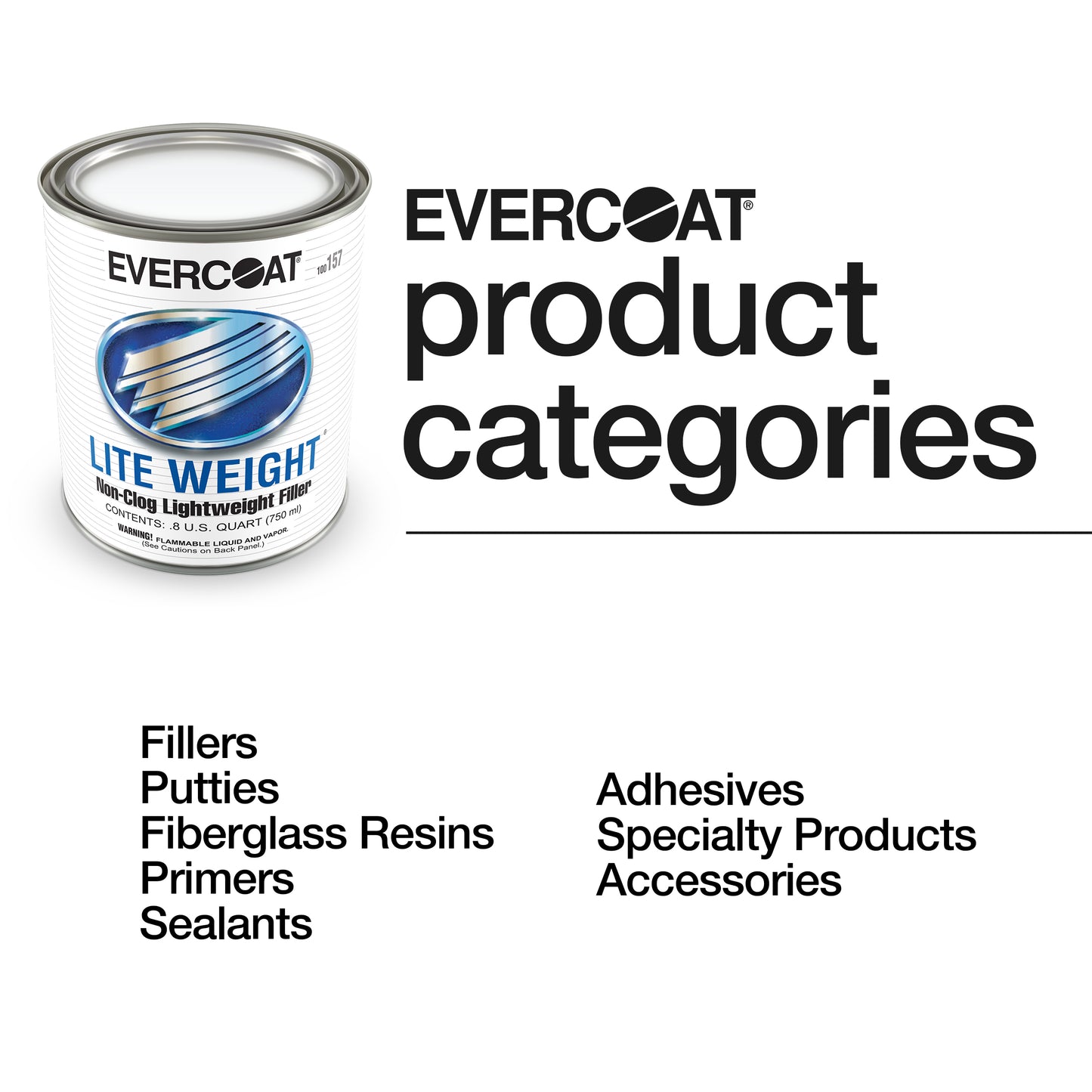 Evercoat Lite Weight Body Filler - Clog-Free Body Filler for Aluminum, Fiberglass & More - 32 Fl Oz