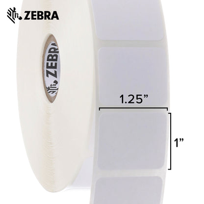 Zebra 10015784 Technologies Z-Perform 2000D Paper Label, Direct Thermal, Perforated, 1.25" Width x 1" Length, 1" Core, 5" Outer Diameter (Pack of 6)