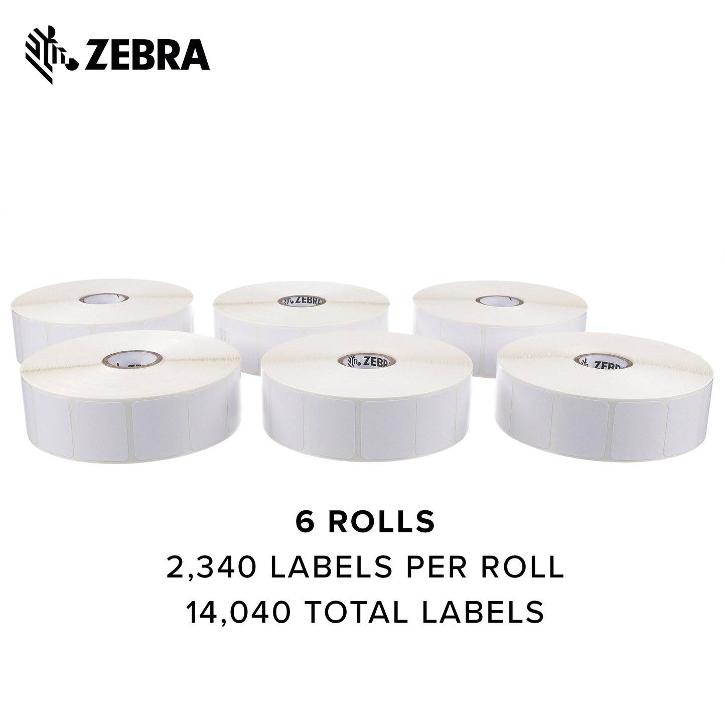 Zebra 10015784 Technologies Z-Perform 2000D Paper Label, Direct Thermal, Perforated, 1.25" Width x 1" Length, 1" Core, 5" Outer Diameter (Pack of 6)