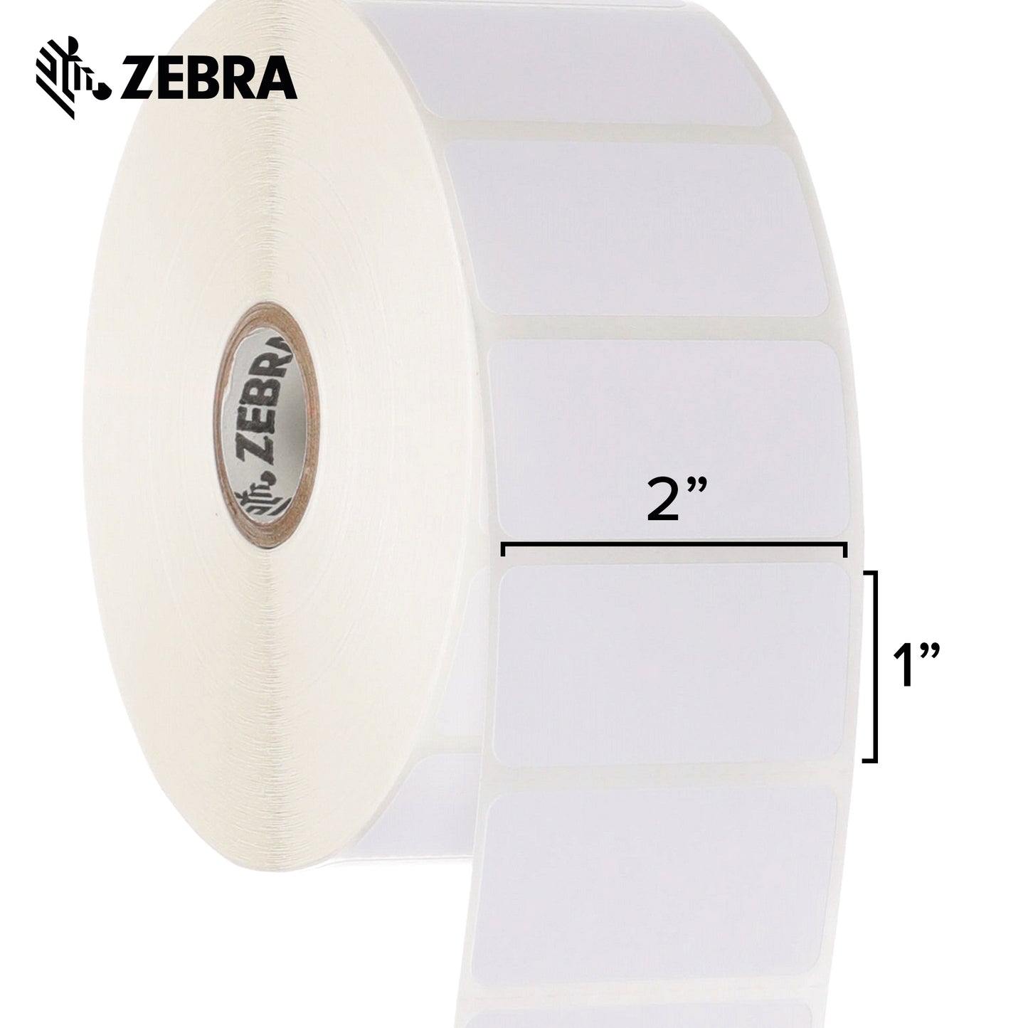 Zebra 2 x 1 in Direct Thermal Paper Labels Z-Perform 2000D Permanent Adhesive Shipping Labels 1 in Core 6 rolls 10031634SP