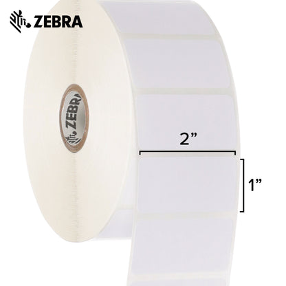 Zebra 2 x 1 in Direct Thermal Paper Labels Z-Perform 2000D Permanent Adhesive Shipping Labels 1 in Core 6 rolls 10031634SP