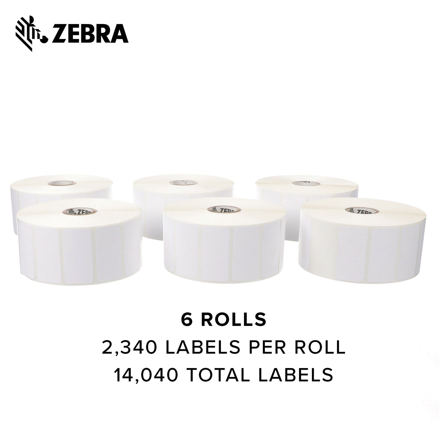 Zebra 2 x 1 in Direct Thermal Paper Labels Z-Perform 2000D Permanent Adhesive Shipping Labels 1 in Core 6 rolls 10031634SP