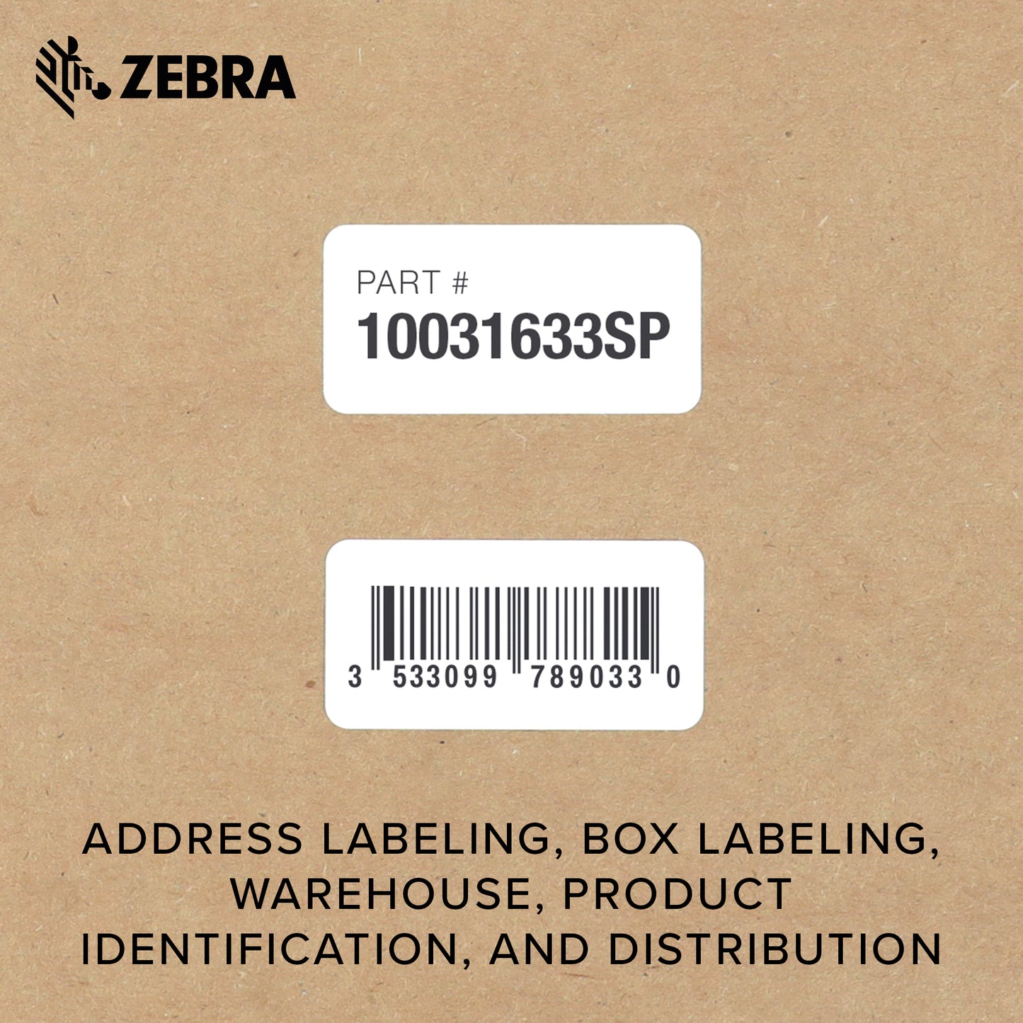 Zebra 2 x 1 in Direct Thermal Paper Labels Z-Perform 2000D Permanent Adhesive Shipping Labels 1 in Core 6 rolls 10031634SP