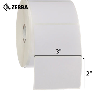 Zebra 3 x 2 in Direct Thermal Paper Labels Z-Perform 2000D Permanent Adhesive Shipping Labels 1 in Core 6 rolls 10031637SP