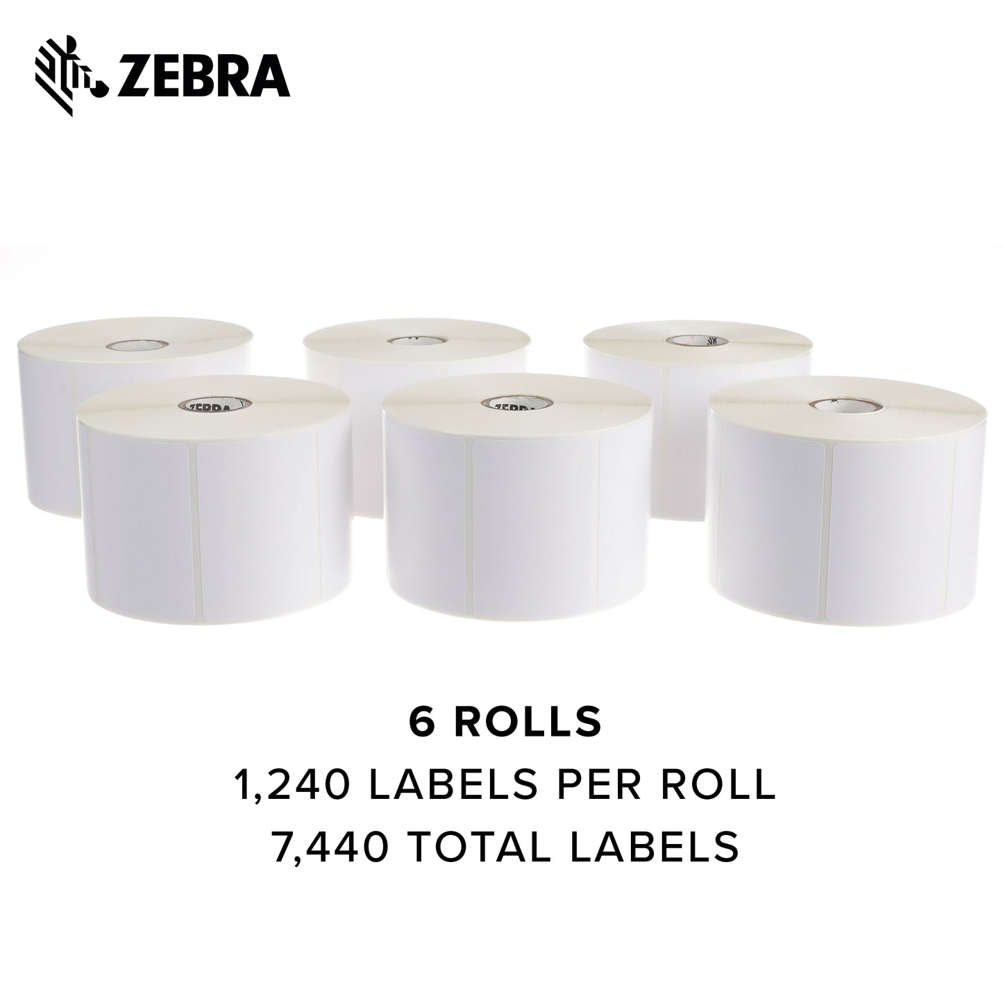 Zebra 3 x 2 in Direct Thermal Paper Labels Z-Perform 2000D Permanent Adhesive Shipping Labels 1 in Core 6 rolls 10031637SP