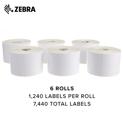 Zebra 3 x 2 in Direct Thermal Paper Labels Z-Perform 2000D Permanent Adhesive Shipping Labels 1 in Core 6 rolls 10031637SP