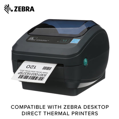 Zebra 3 x 2 in Direct Thermal Paper Labels Z-Perform 2000D Permanent Adhesive Shipping Labels 1 in Core 6 rolls 10031637SP