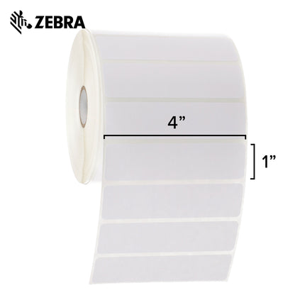 Zebra 4 x 1 in Direct Thermal Paper Labels Z-Perform 2000D Permanent Adhesive Shipping Labels 1 in Core 6 rolls 10031639SP