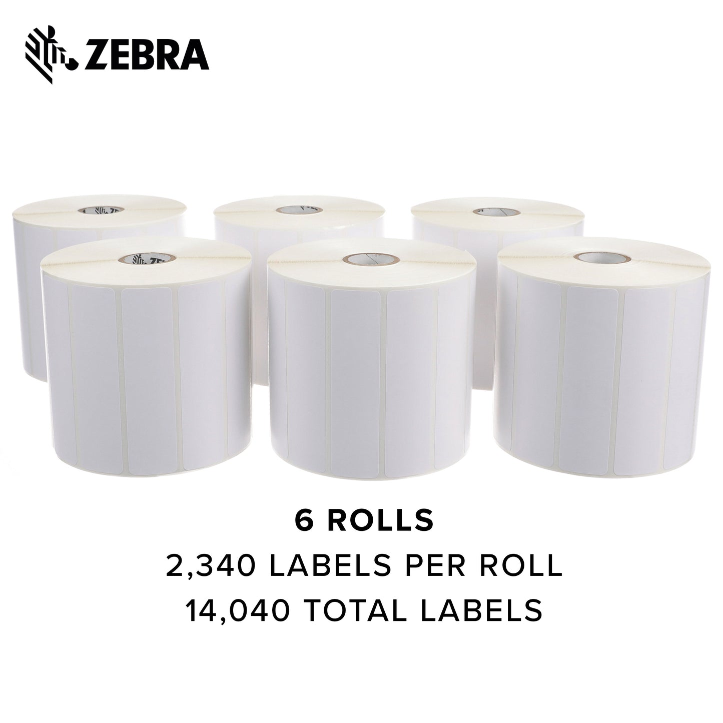Zebra 4 x 1 in Direct Thermal Paper Labels Z-Perform 2000D Permanent Adhesive Shipping Labels 1 in Core 6 rolls 10031639SP