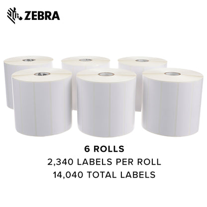 Zebra 4 x 1 in Direct Thermal Paper Labels Z-Perform 2000D Permanent Adhesive Shipping Labels 1 in Core 6 rolls 10031639SP