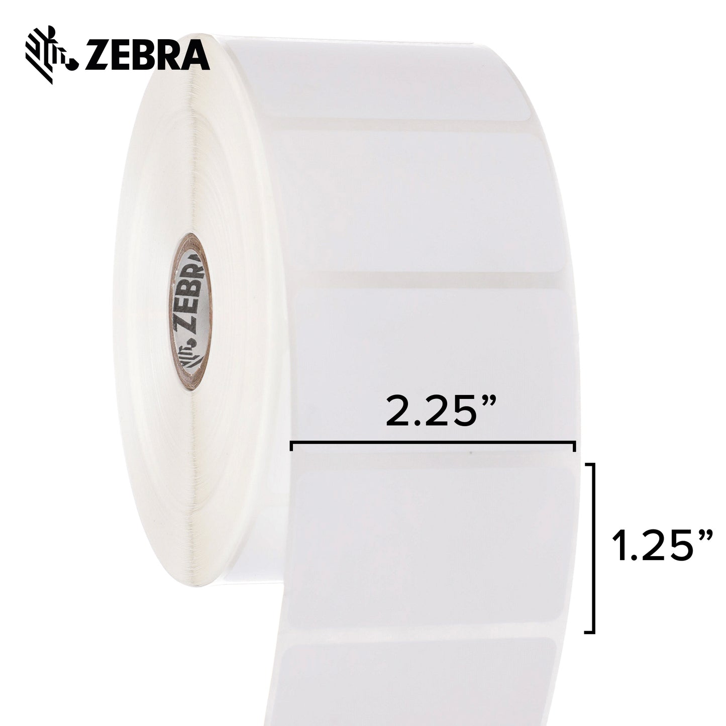 Zebra 2.25 x 1.25 in Direct Thermal Polypropylene Labels PolyPro 4000D Permanent Adhesive Shipping Labels 1 in Core 6 rolls 10031644SP
