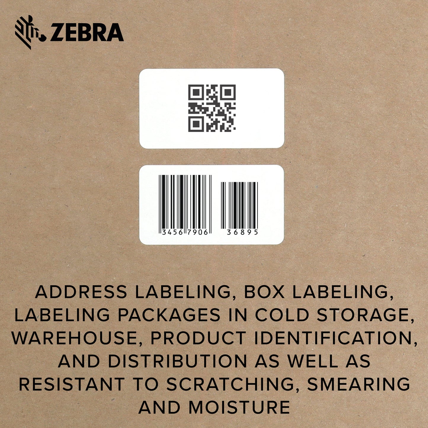 Zebra 2.25 x 1.25 in Direct Thermal Polypropylene Labels PolyPro 4000D Permanent Adhesive Shipping Labels 1 in Core 6 rolls 10031644SP