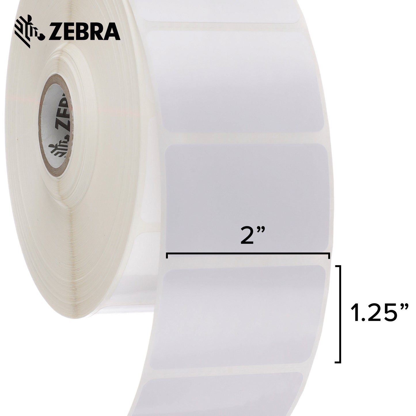 Zebra 2 x 1.25 in Thermal Transfer Polyester Labels Z-Ultimate 3000T Permanent Adhesive Shipping Labels 1 in Core 8 rolls 10031645SP