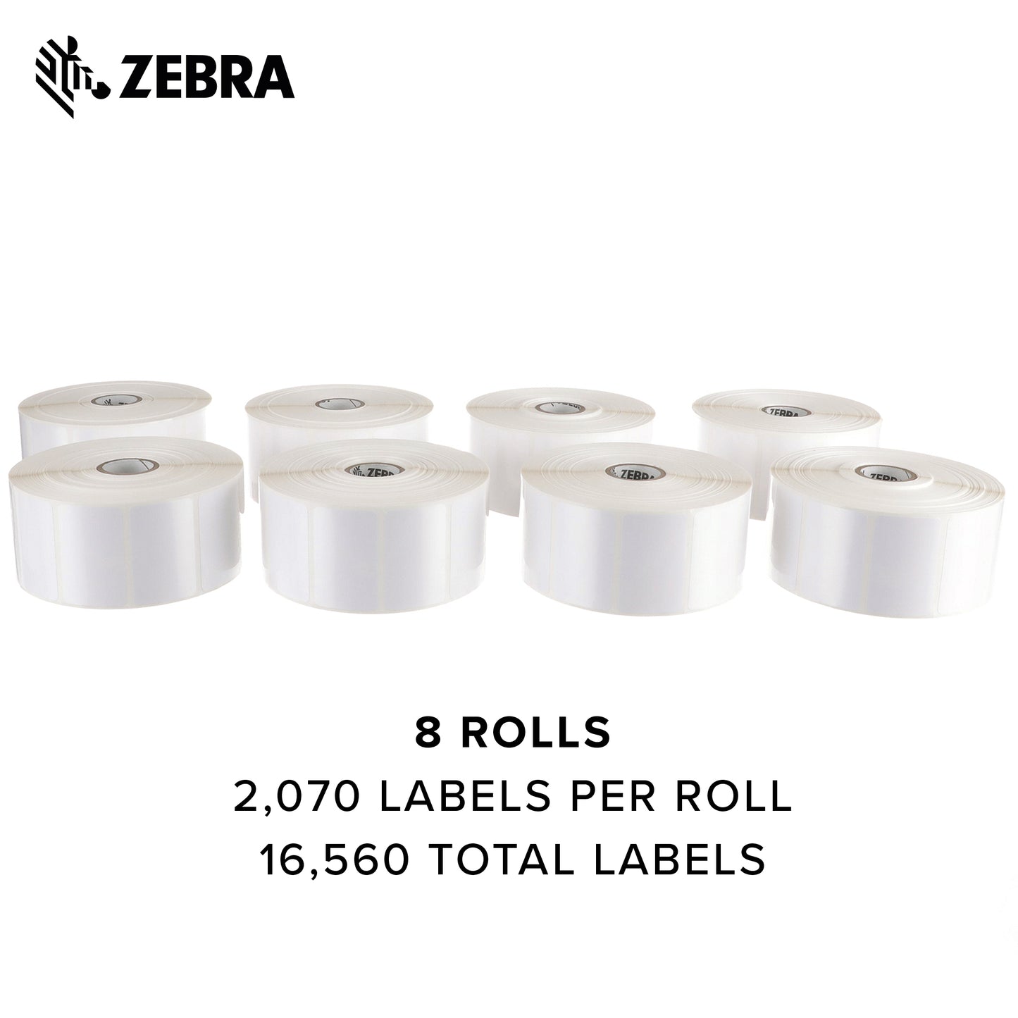 Zebra 2 x 1.25 in Thermal Transfer Polyester Labels Z-Ultimate 3000T Permanent Adhesive Shipping Labels 1 in Core 8 rolls 10031645SP