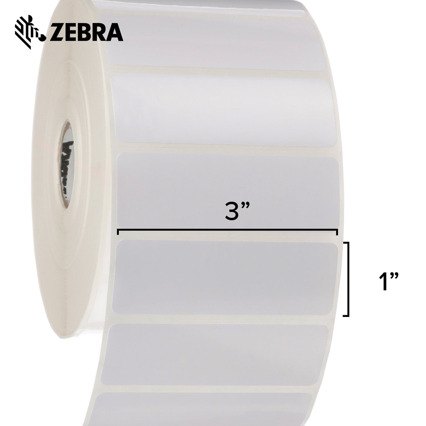 Zebra 3 x 1 in Thermal Transfer Polyester Labels Z-Ultimate 3000T Permanent Adhesive Shipping Labels 1 in Core 8 Rolls 10031646SP