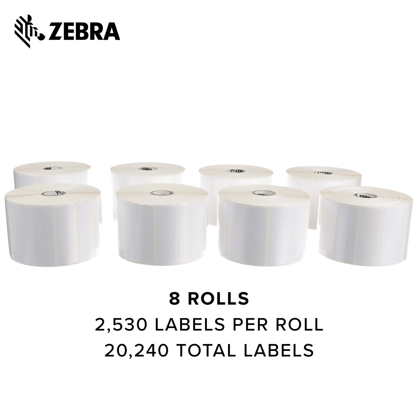 Zebra 3 x 1 in Thermal Transfer Polyester Labels Z-Ultimate 3000T Permanent Adhesive Shipping Labels 1 in Core 8 Rolls 10031646SP