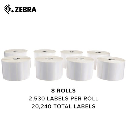 Zebra 3 x 1 in Thermal Transfer Polyester Labels Z-Ultimate 3000T Permanent Adhesive Shipping Labels 1 in Core 8 Rolls 10031646SP