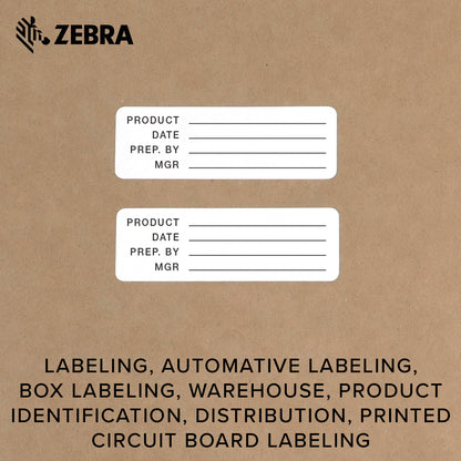 Zebra 3 x 1 in Thermal Transfer Polyester Labels Z-Ultimate 3000T Permanent Adhesive Shipping Labels 1 in Core 8 Rolls 10031646SP